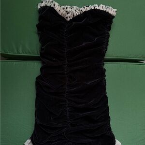 Kimchi Blue Black Velvet Dress with Polka Dot Ruffle